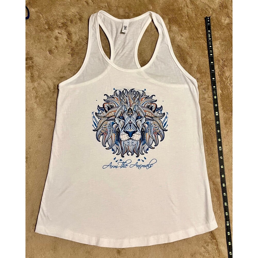 White Loin Print Graphic Tank Top SZ L
